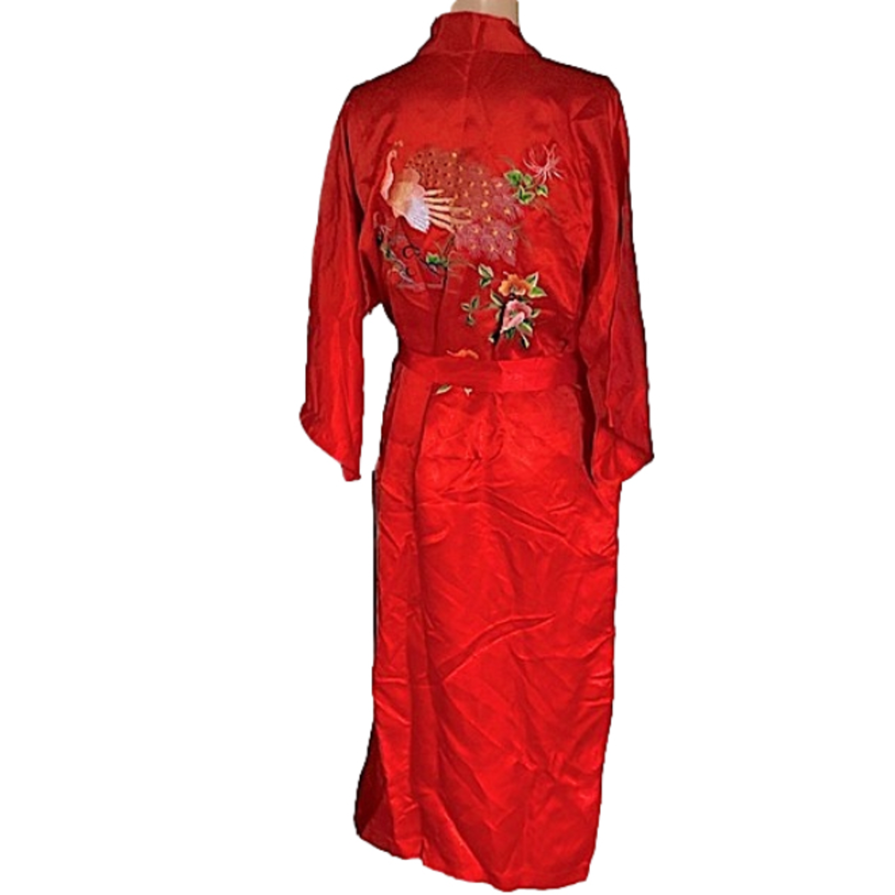 Vintage Silk red peacock robe